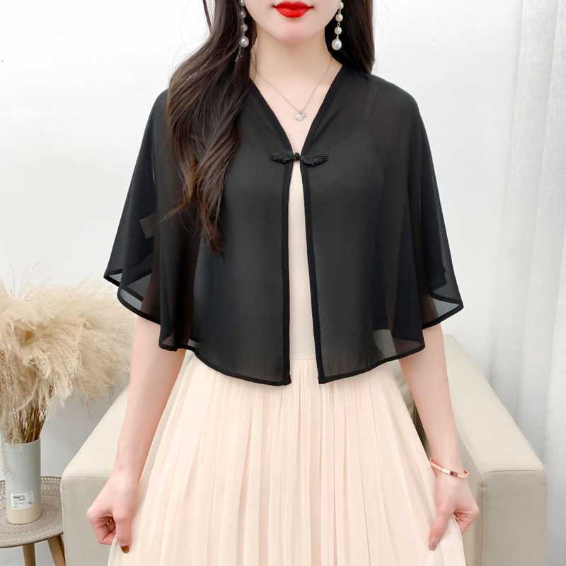 Summer Clothing Clearance - 夏の女性の日焼け止め服超薄型小さなコート新しいシフォンショールトップス通気性日焼け止めカーディガンシフォンショール
