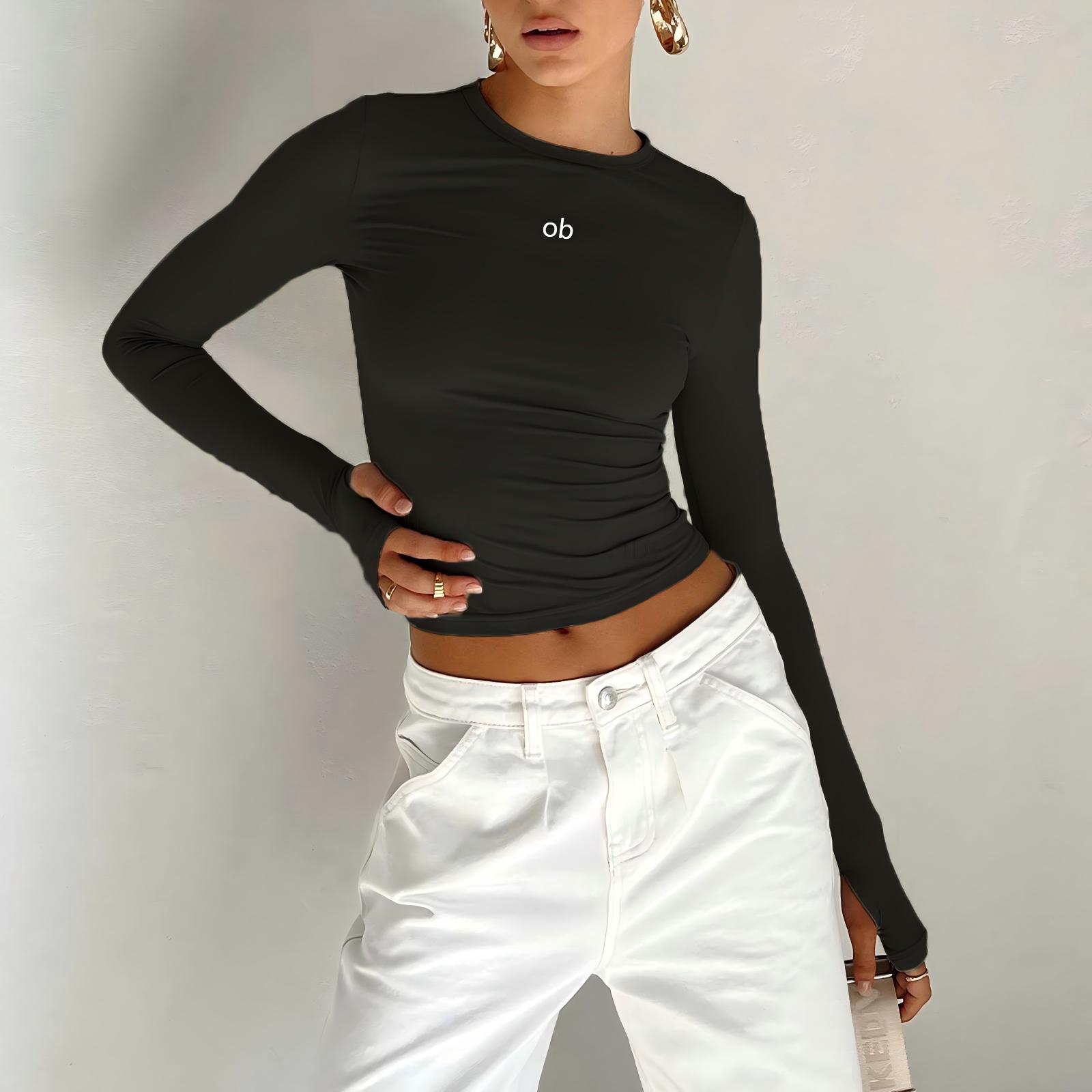 Summer Clothing Clearance - 2026年夏新作 レディースラウンドネックTシャツ ベースレイヤーシャツ、スポーツフィットネス長袖トップス、フィットネスウェア