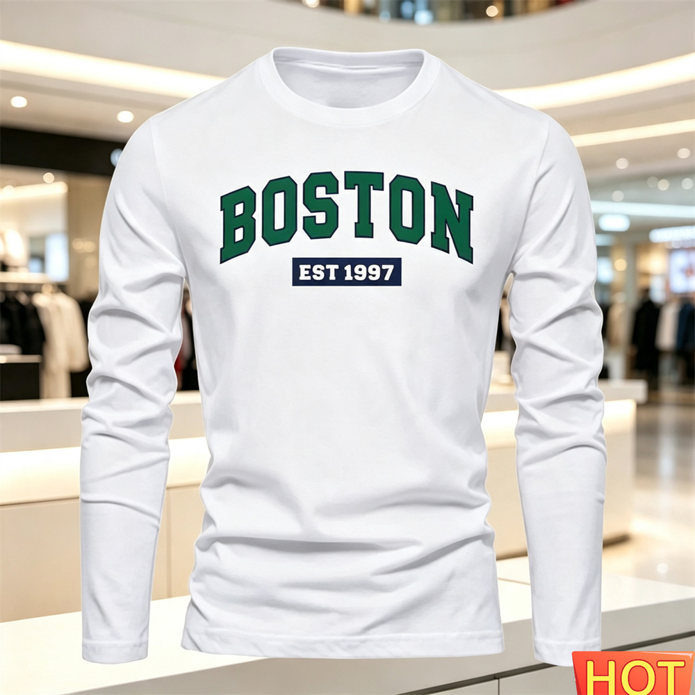Summer Clothing Long Sleeve - 秋夏メンズ長袖 Tシャツレターパターンラウンドネック Tシャツ多用途 Tシャツファッション男性 y2k 服ルーズトップス