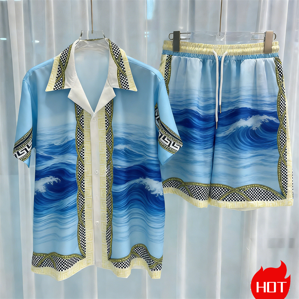 Summer Vacation Clothing Men - 夏のメンズシャツセット植物柄ポリエステルツーピースシャツセットハワイアンシャツ休暇メンズシャツセットカジュアル Y2k 服