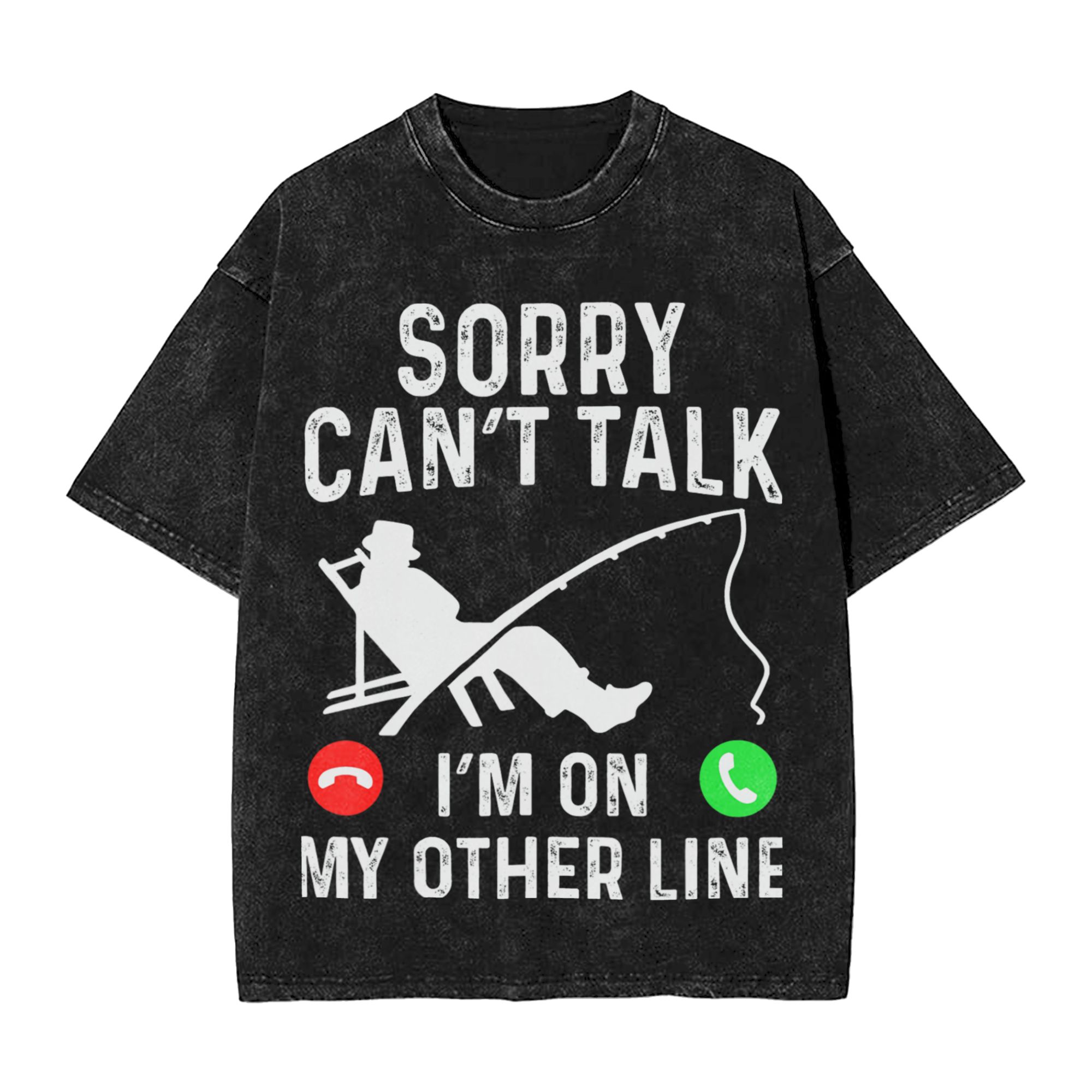 Summer Clothing Online - 面白い「ごめんなさい、話せません、もう一つのラインにいます」Tシャツ メンズ Oネック 綿100% ウォッシュ加工Tシャツ 半袖Tシャツ