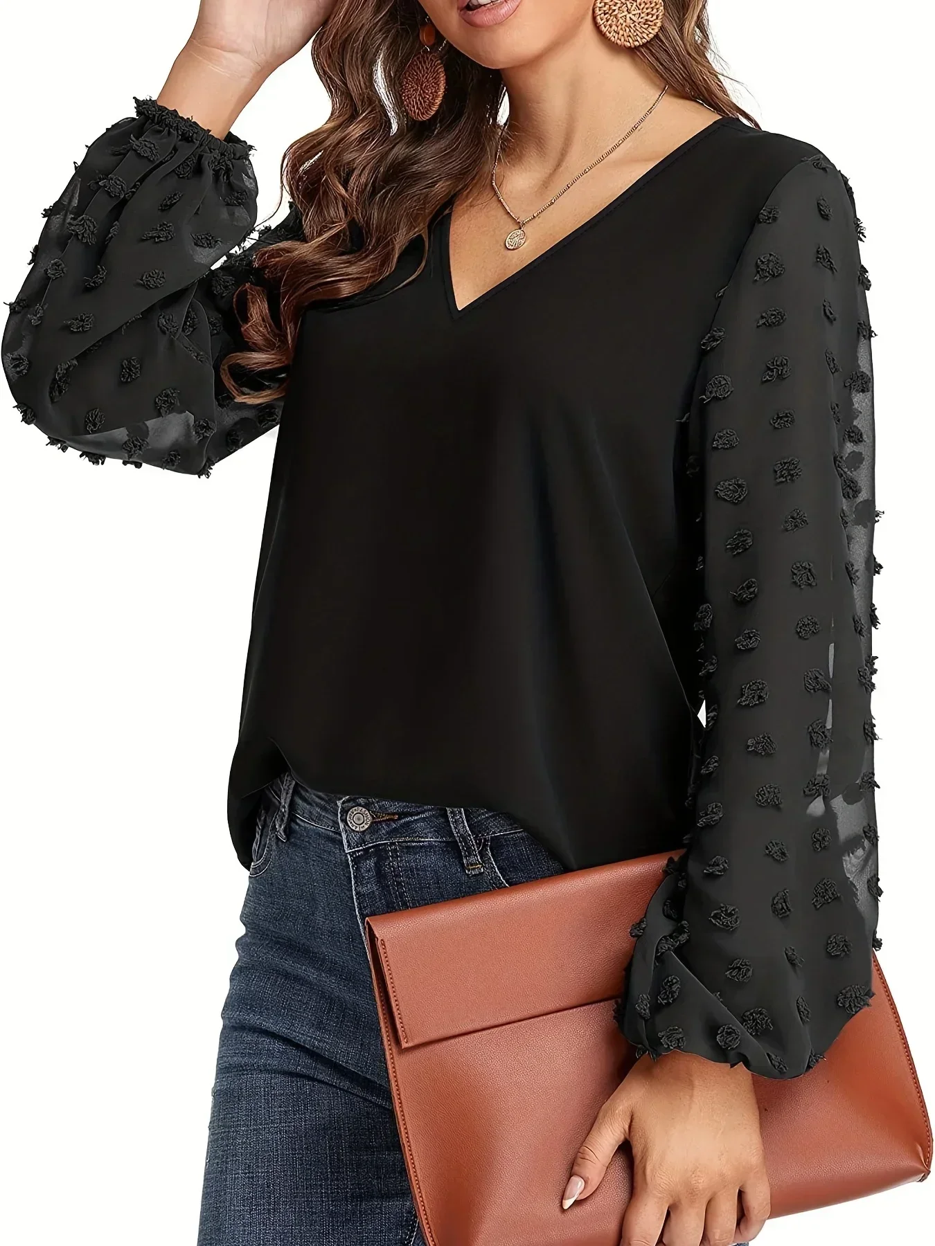 Summer Clothing Clearance - 女性用スイス長袖Tシャツ,ラウンドネック,カジュアル,無地,春,秋,ラージサイズ,1xl,5xl