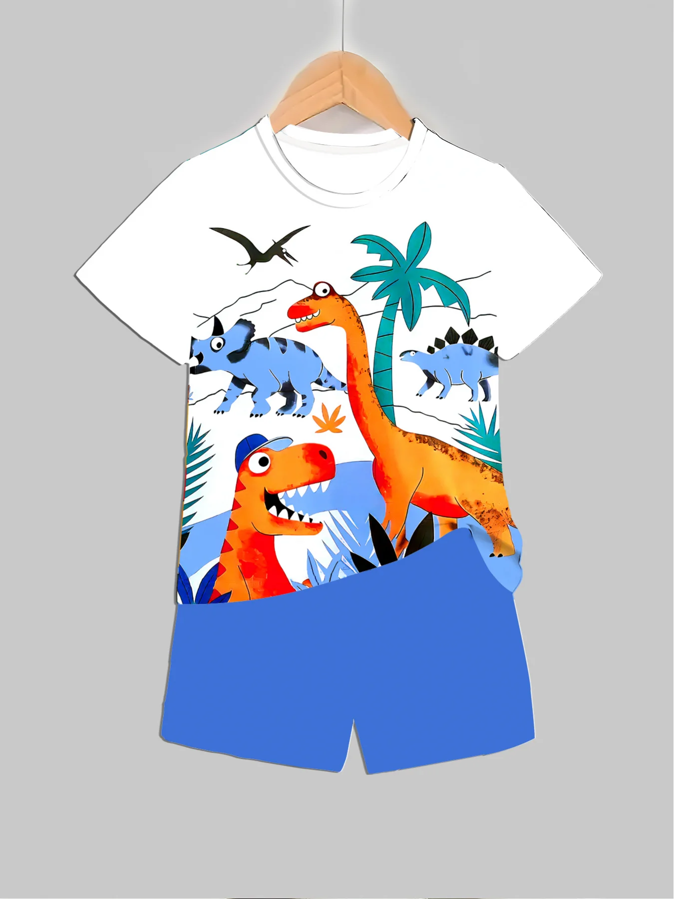 新しい恐竜プリント衣装トップス + ショーツ 2 個夏用男の - Summer Clothing Baby のレビューと価格