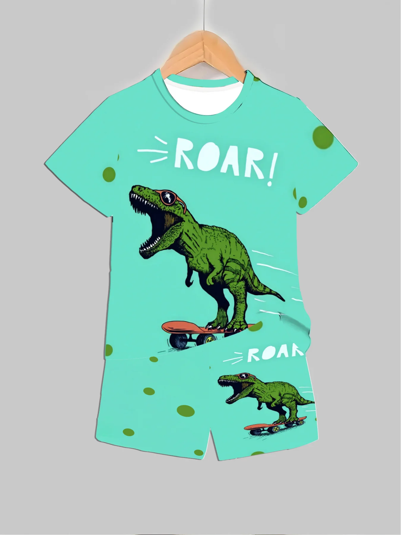 新しい恐竜プリント衣装トップス + ショーツ 2 個夏用男の - Summer Clothing Baby のレビューと価格
