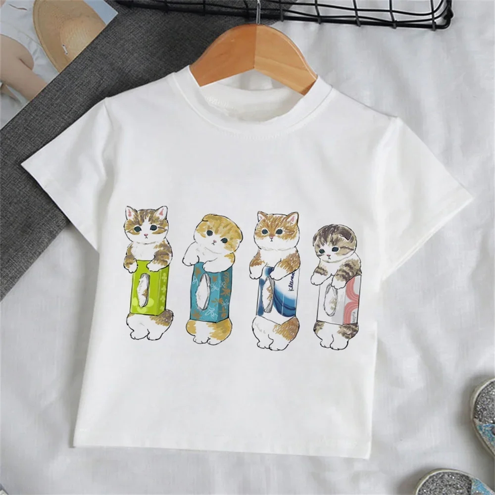 子供服 女の子用 カートゥーン猫柄Tシャツ 半袖 ベビーサマ - Summer Clothing Baby のレビューと価格