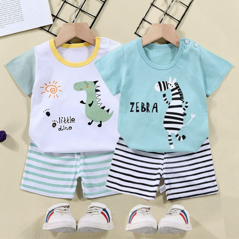綿 Tシャツ + ショーツ 2 ピーストラックスーツセット子 - Summer Clothing Baby のレビューと価格
