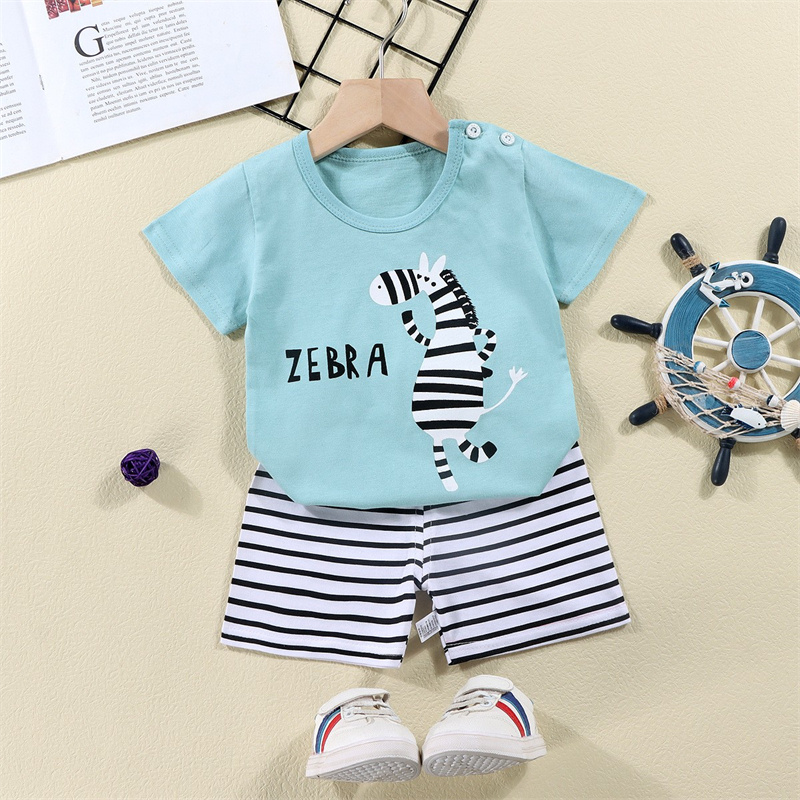 綿 Tシャツ + ショーツ 2 ピーストラックスーツセット子 - Summer Clothing Baby のレビューと価格