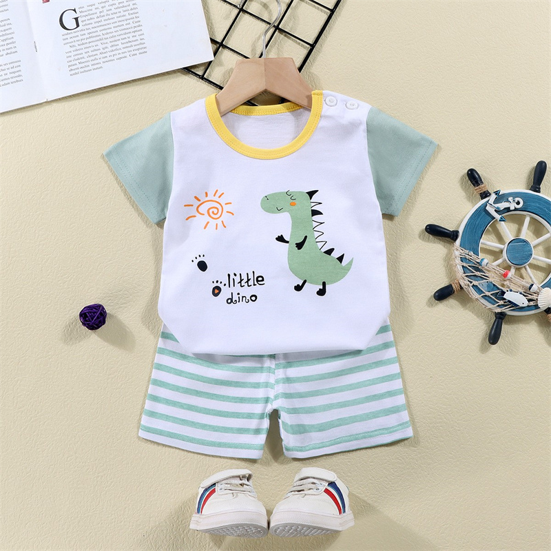 綿 Tシャツ + ショーツ 2 ピーストラックスーツセット子 - Summer Clothing Baby のレビューと価格