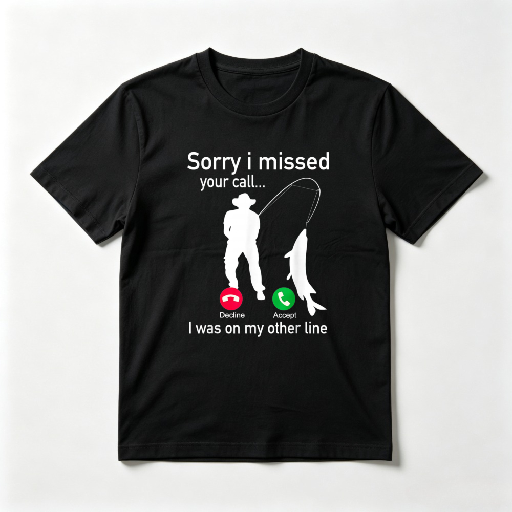 フィッシングコール - 面白い釣り人Tシャツ「お通話をお見逃 - Summer Clothing Online のレビューと価格