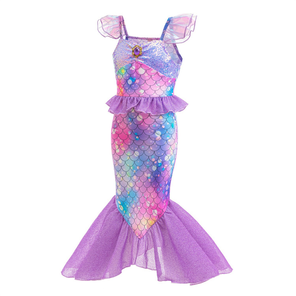 マーメイドコスプレ紫プリンセスドレス女の子夏の休日の服子供ア - Summer Dresses Yours Clothing のレビューと価格
