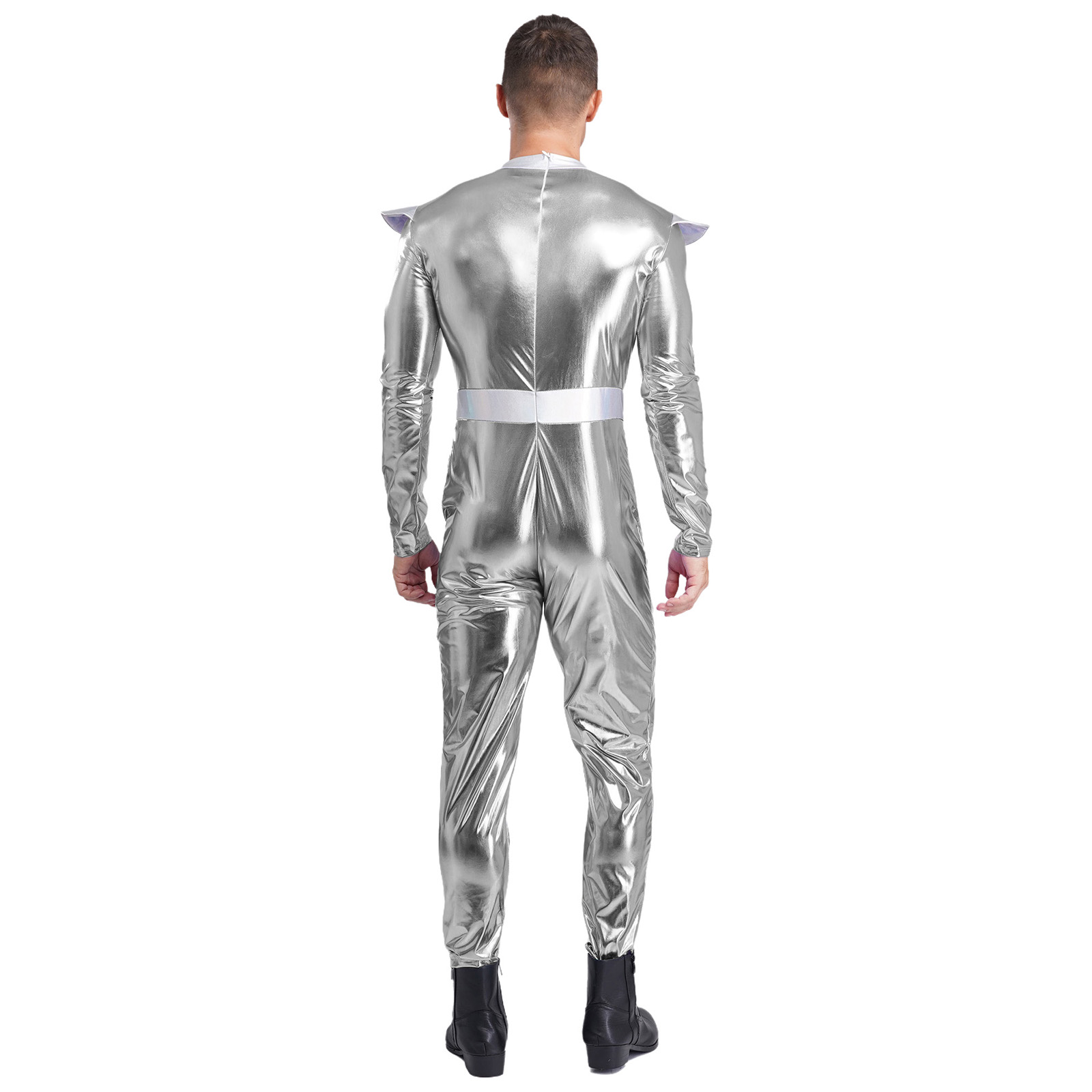 シルバー大人用エイリアンコスプレ衣装メンズロボットジャンプス - Summer Vacation Clothing Men のレビューと価格