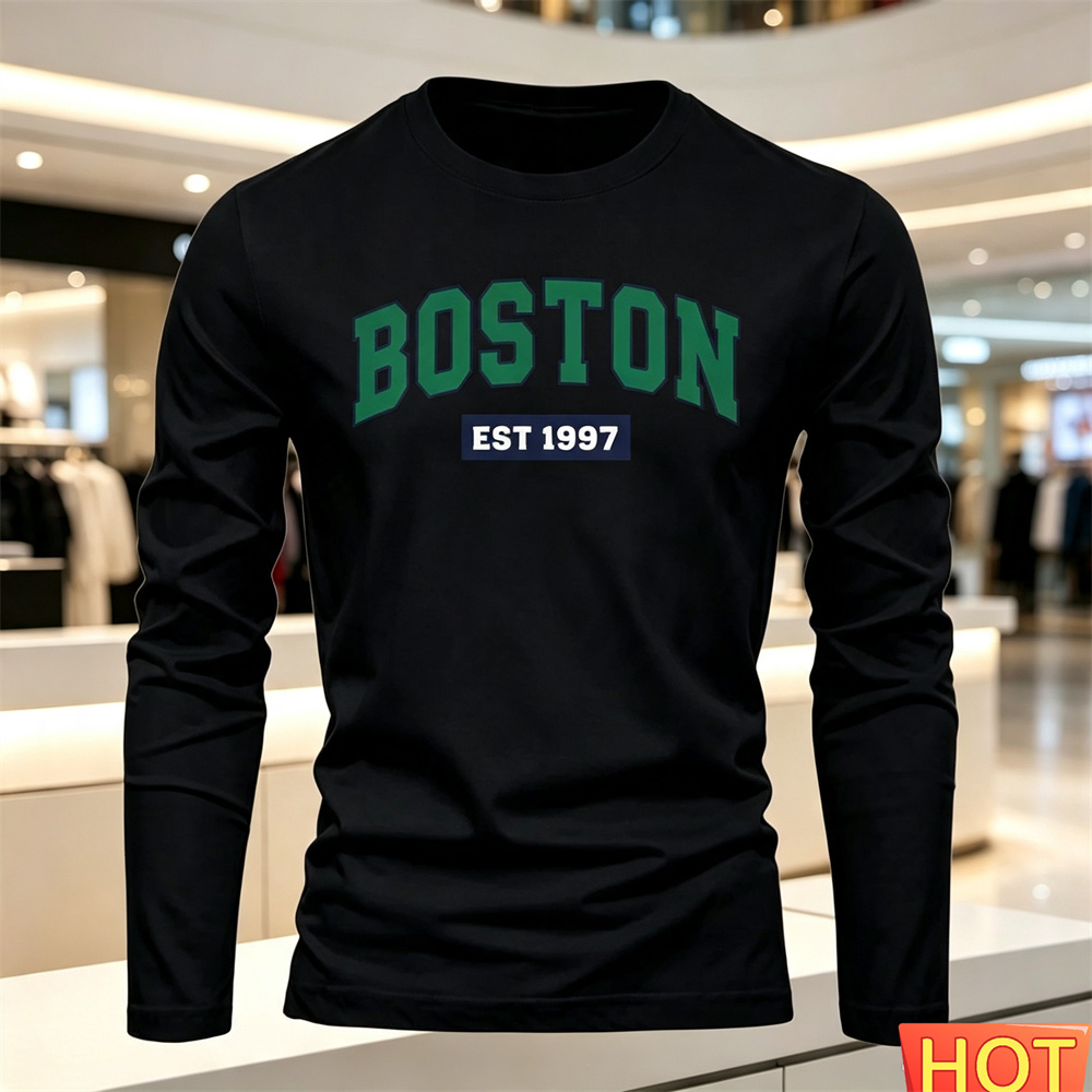 秋夏メンズ長袖 Tシャツレターパターンラウンドネック Tシャ - Summer Clothing Long Sleeve のレビューと価格