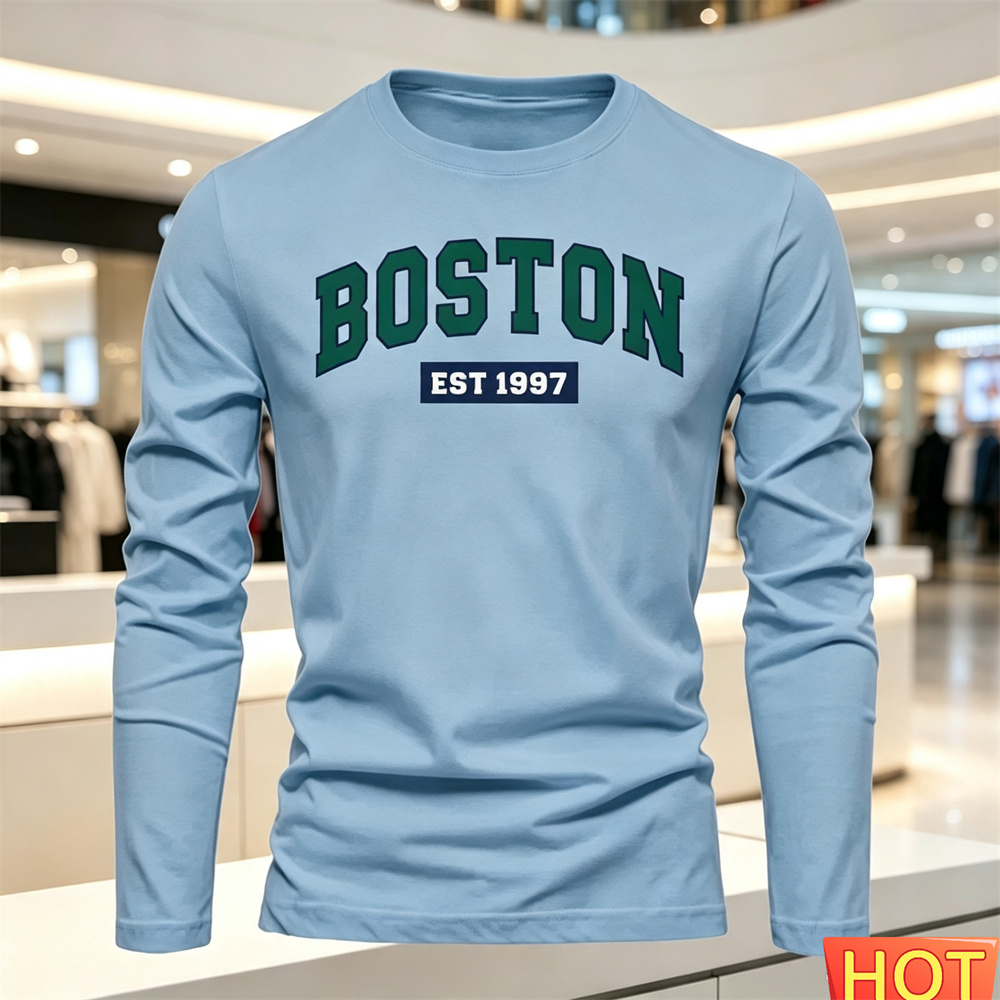 秋夏メンズ長袖 Tシャツレターパターンラウンドネック Tシャ - Summer Clothing Long Sleeve のレビューと価格