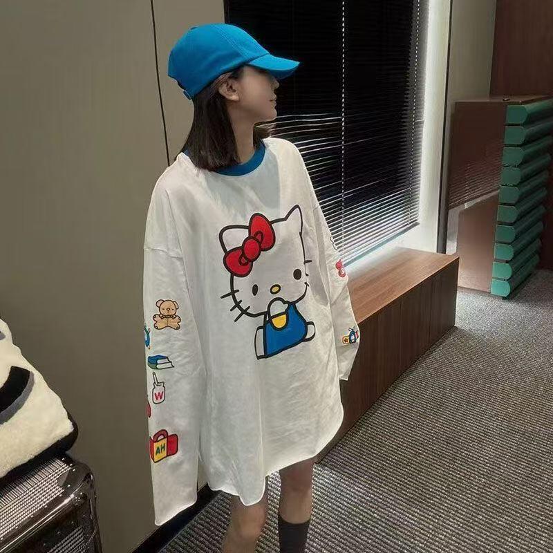 長袖ハローキティ夏の新スタイル漫画かわいいプリント Tシャツ - Summer Clothing Long Sleeve のレビューと価格