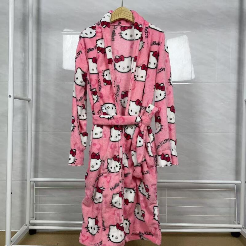 ナイトガウン ハローキティ 新しい秋冬暖かいミッドレングスバ - Summer Clothes のレビューと価格