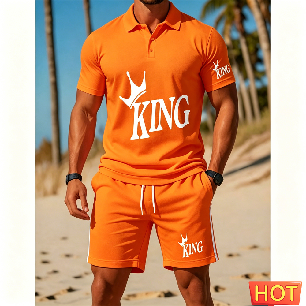 メンズ半袖スーツセット - ツーピースセット ファッションレ - Summer Vacation Clothing Men のレビューと価格