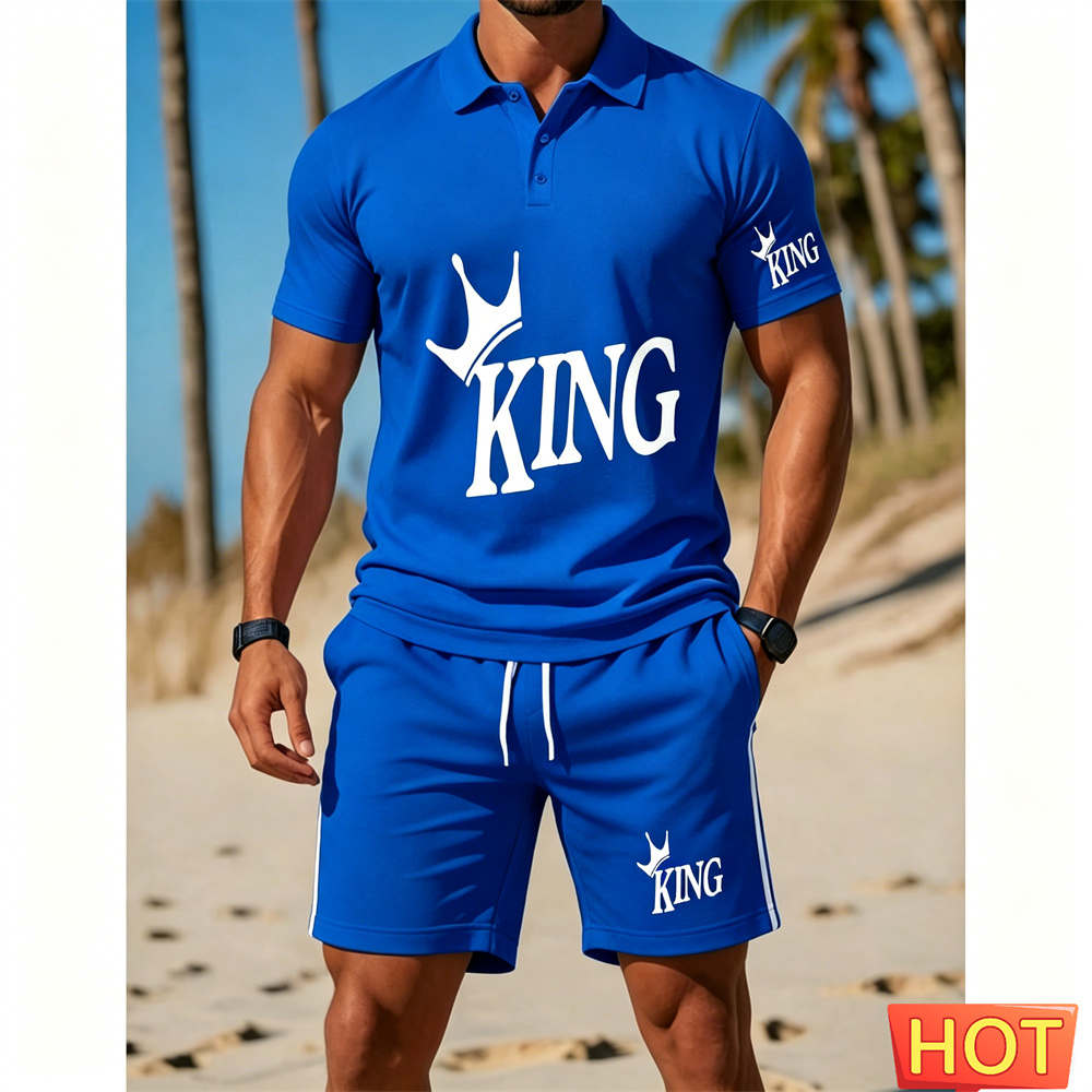 メンズ半袖スーツセット - ツーピースセット ファッションレ - Summer Vacation Clothing Men のレビューと価格