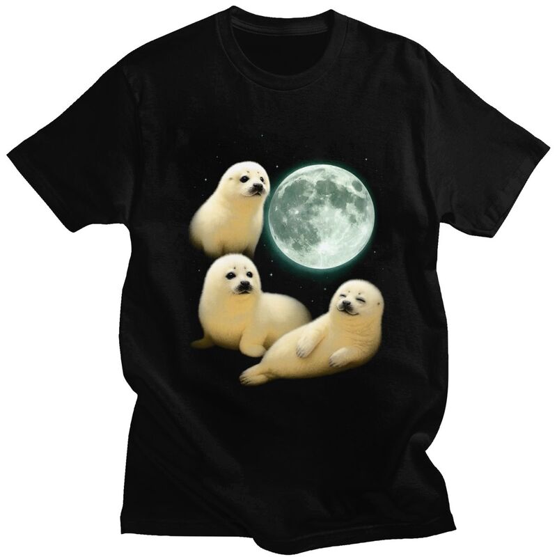 男性アザラシと月 Tシャツラウンドネックピュアコットン半袖  - Summer Clothing Baby のレビューと価格