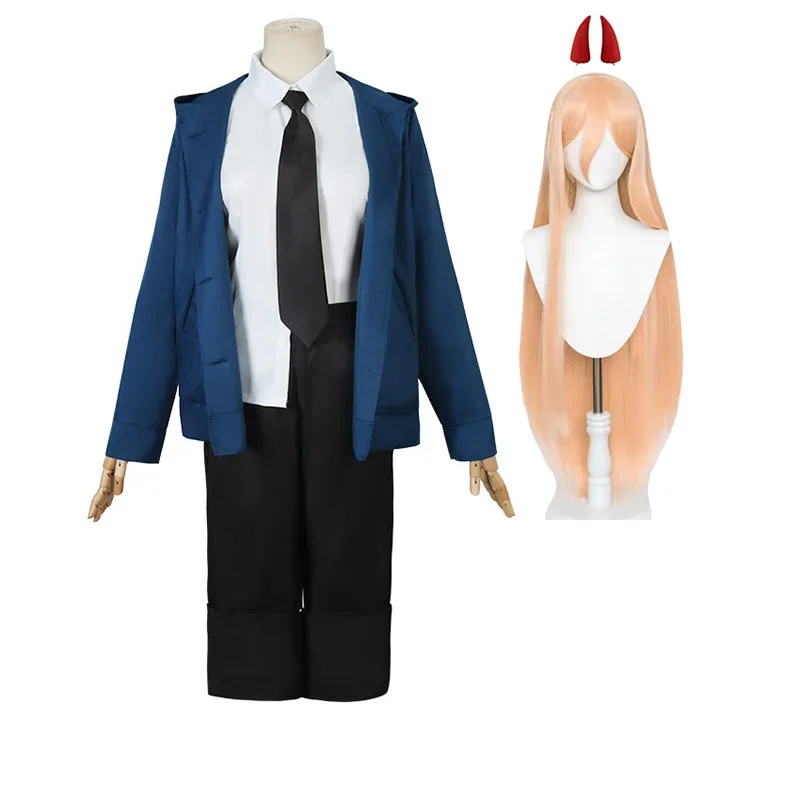 パワーコスプレチェーンソーマンコスチュームブルージャケットウ - Summer Vacation Clothing Men のレビューと価格