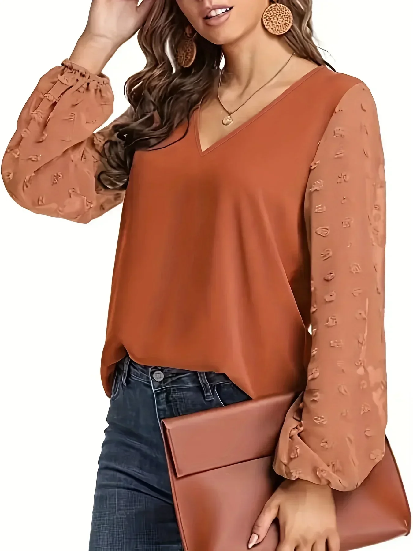 女性用スイス長袖Tシャツ,ラウンドネック,カジュアル,無地, - Summer Clothing Clearance のレビューと価格