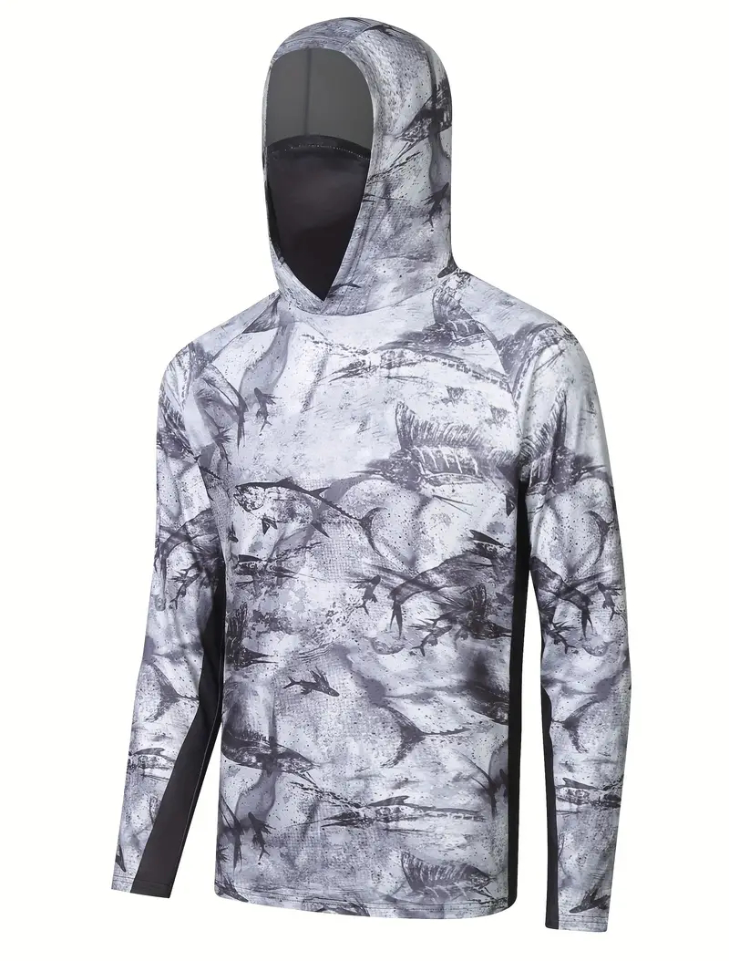 メンズUVフェイスマスク付き釣り用ウェア 長袖フーディーシャ - Summer Clothing Long Sleeve のレビューと価格